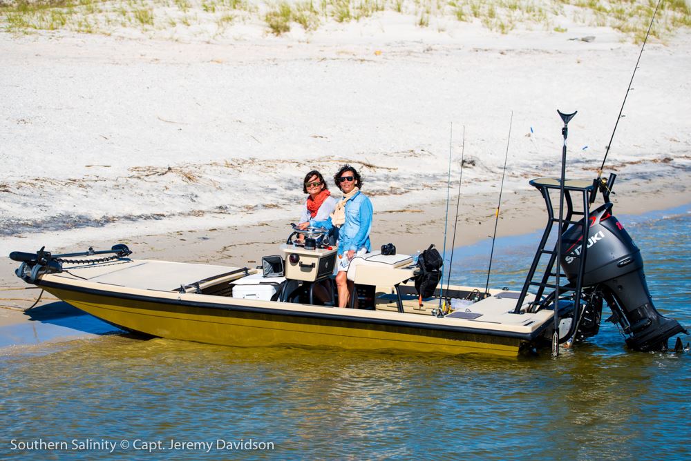 Fishing from a Rocky Creek skiff with Southern Salinity Guide Service.